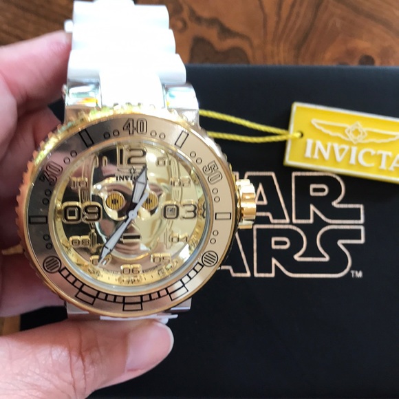 Invicta Star Wars C3PO Gold Face White Band NWT - Picture 5 of 8